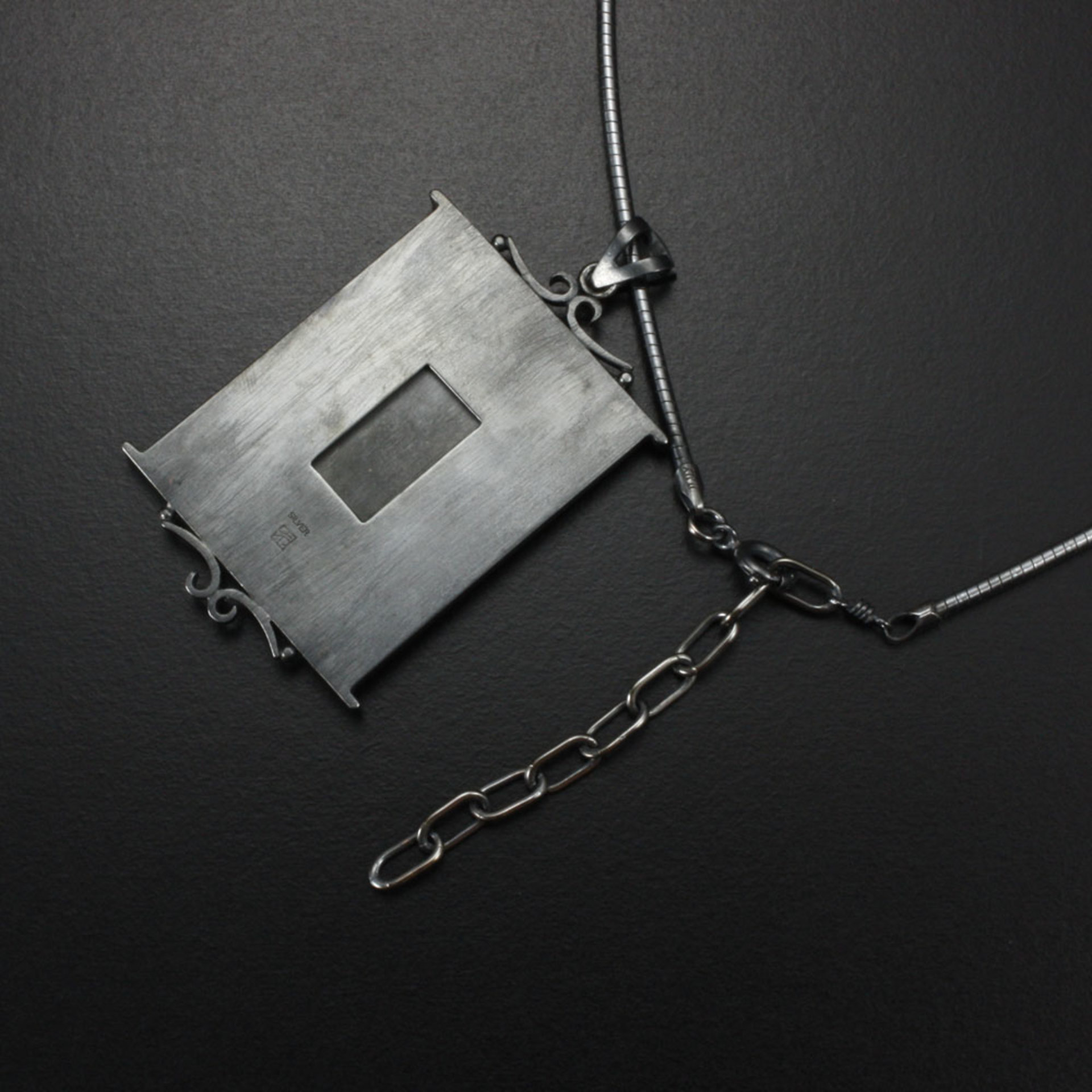 SOLD: The moon and leaves Keum Boo silver pendant II