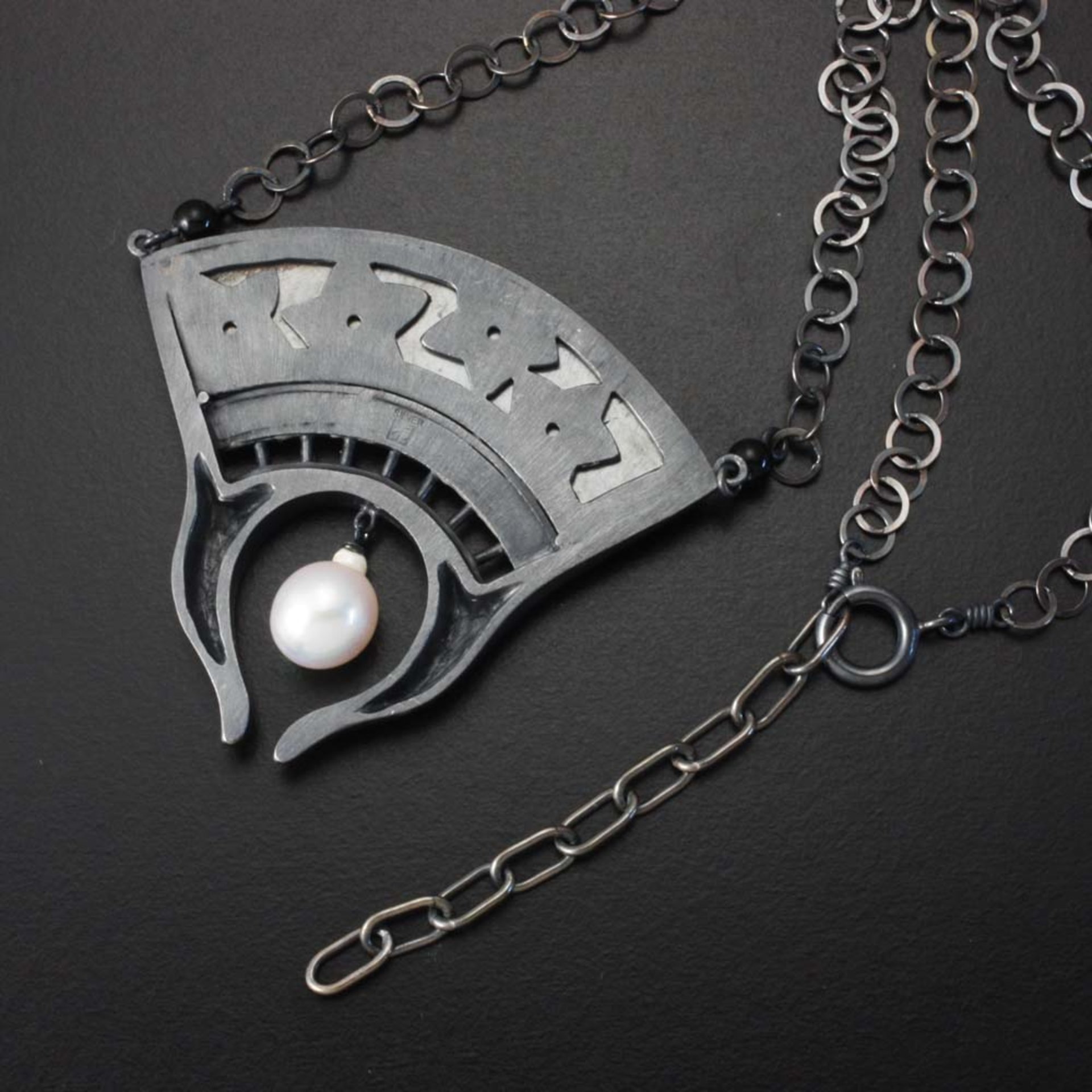 SOLD: Bellflower motif pendant with a baroque pearl