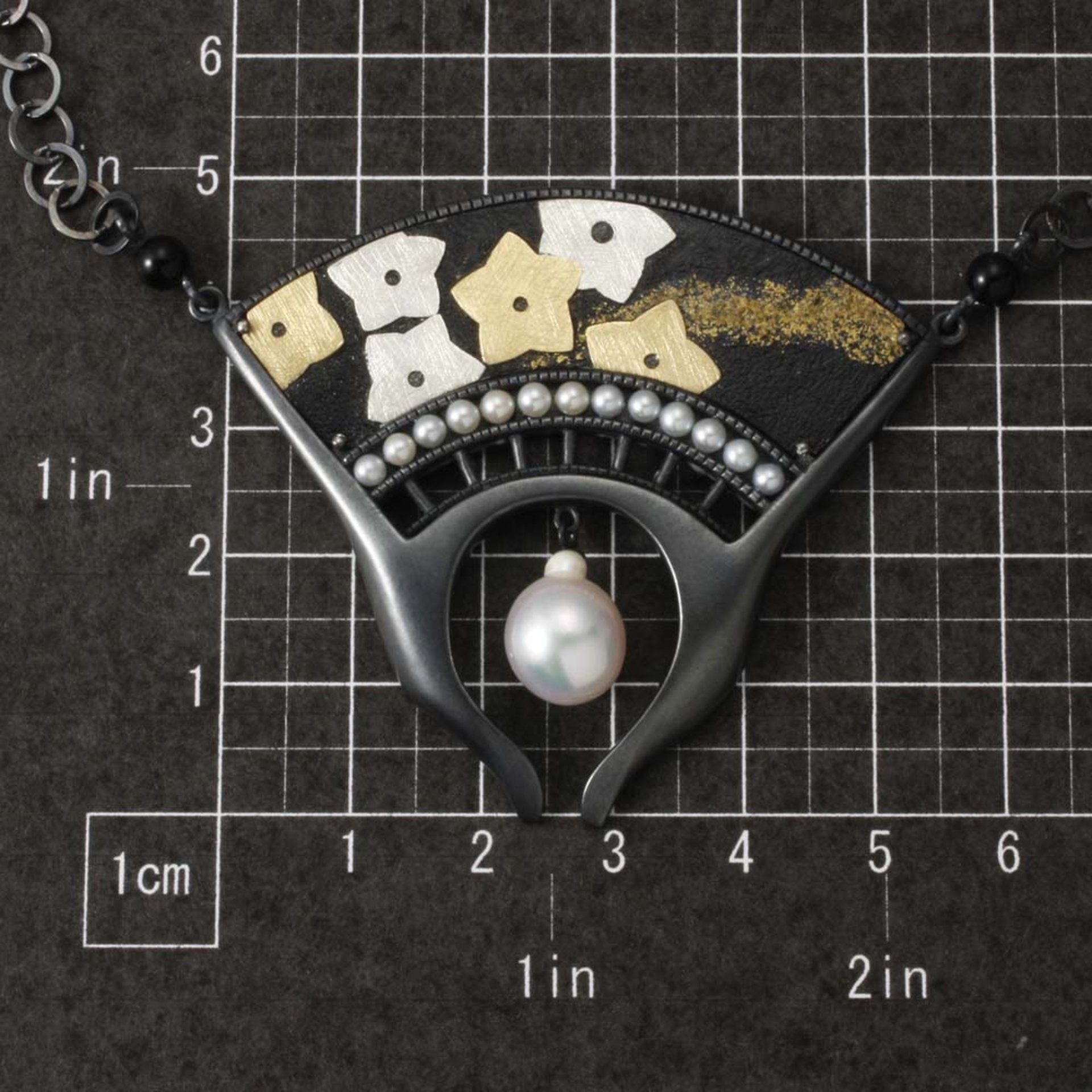 SOLD: Bellflower motif pendant with a baroque pearl