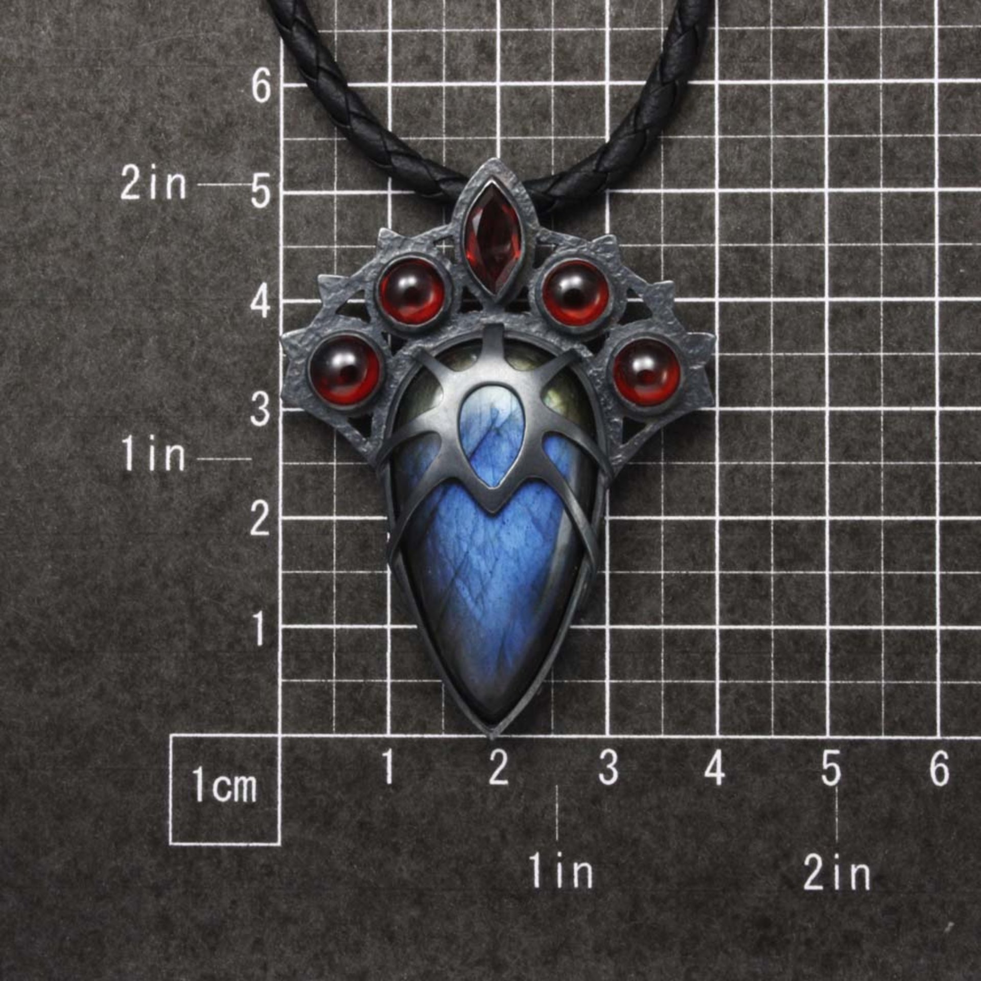 SOLD: Labradorite and garnets goth pendant II