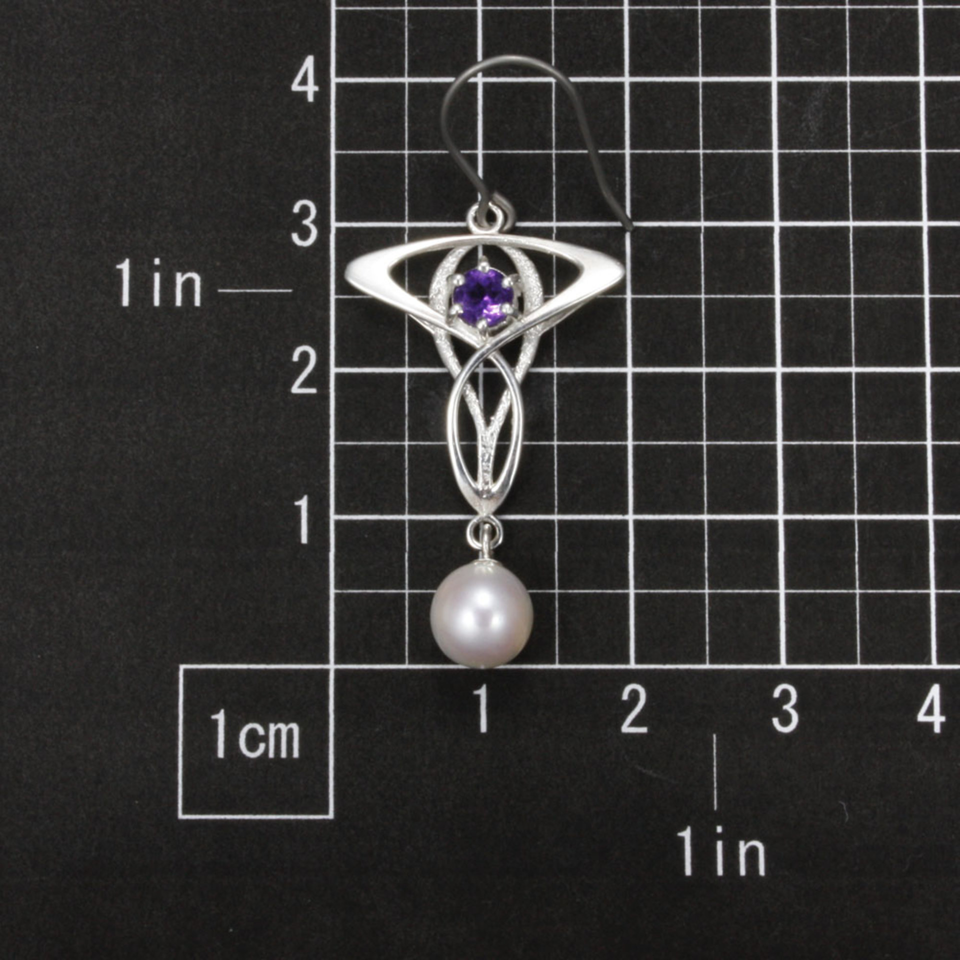 SOLD: Art Nouveau earrings, silver earrings with amethyst and akoya pearl