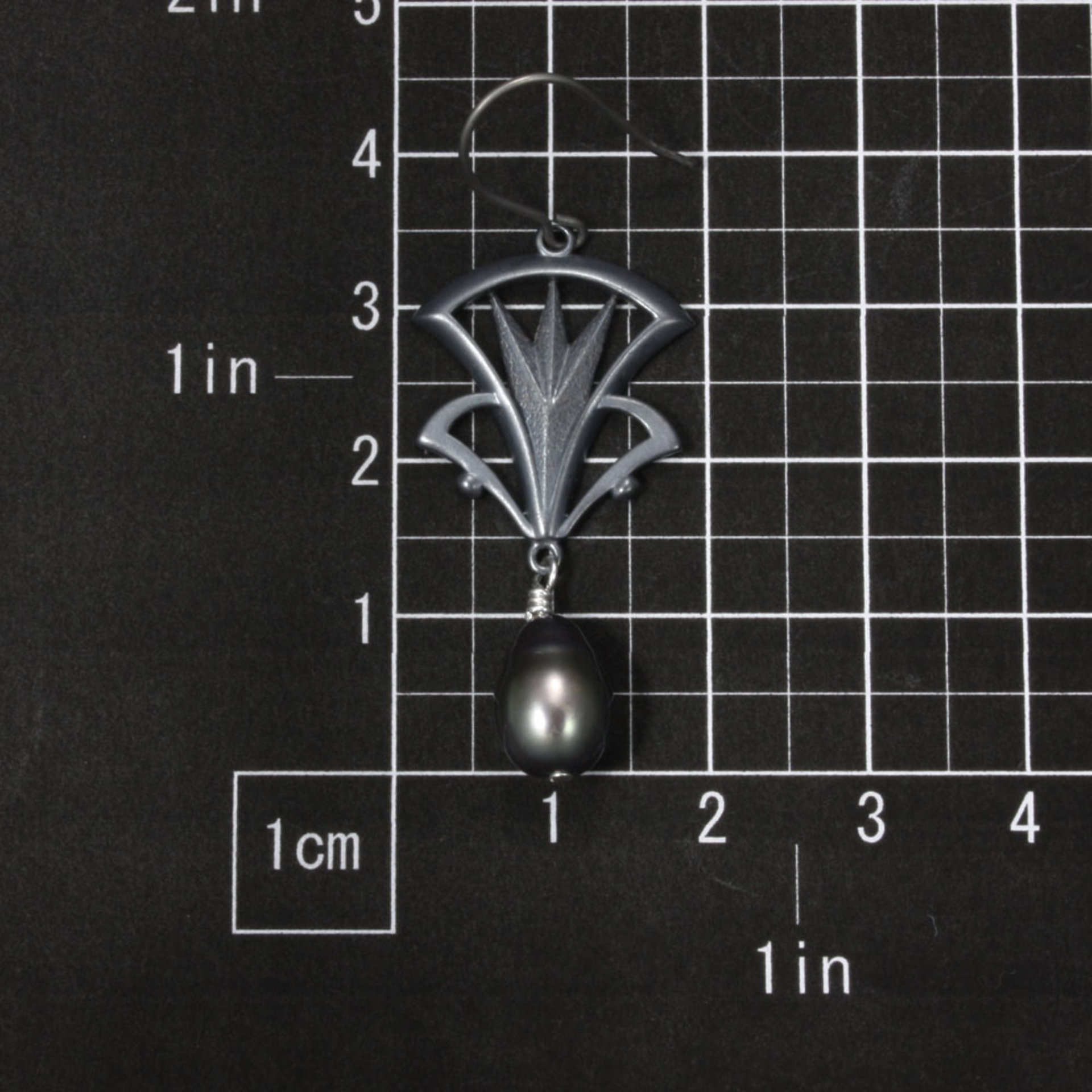 SOLD: Art Deco earrings, oxidized silver earrings with freshwater pearls