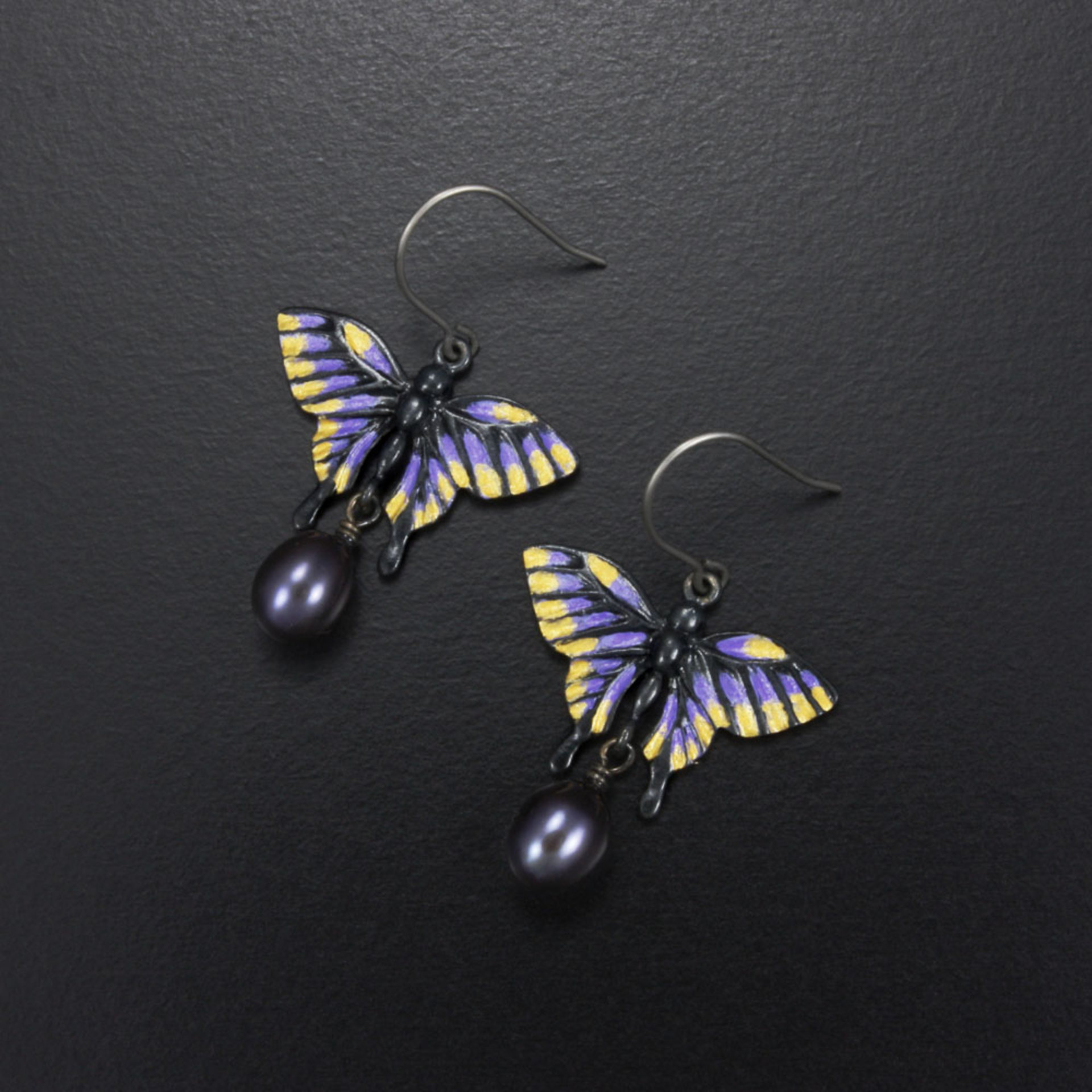 Butterfly earrings, silver earrings, freshwater pearl earrings
