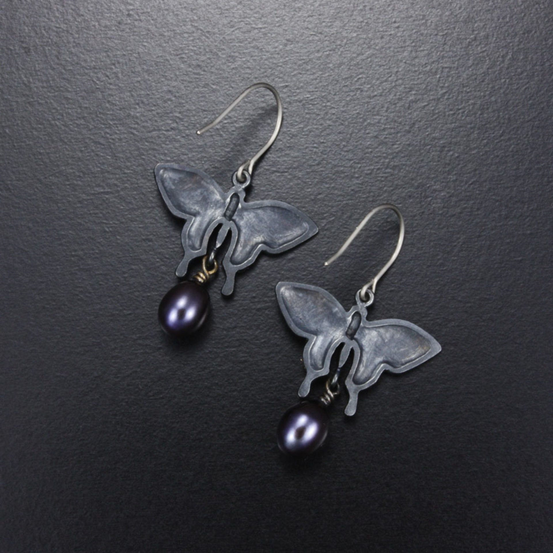 SOLD: Butterfly earrings, silver earrings, freshwater pearl earrings