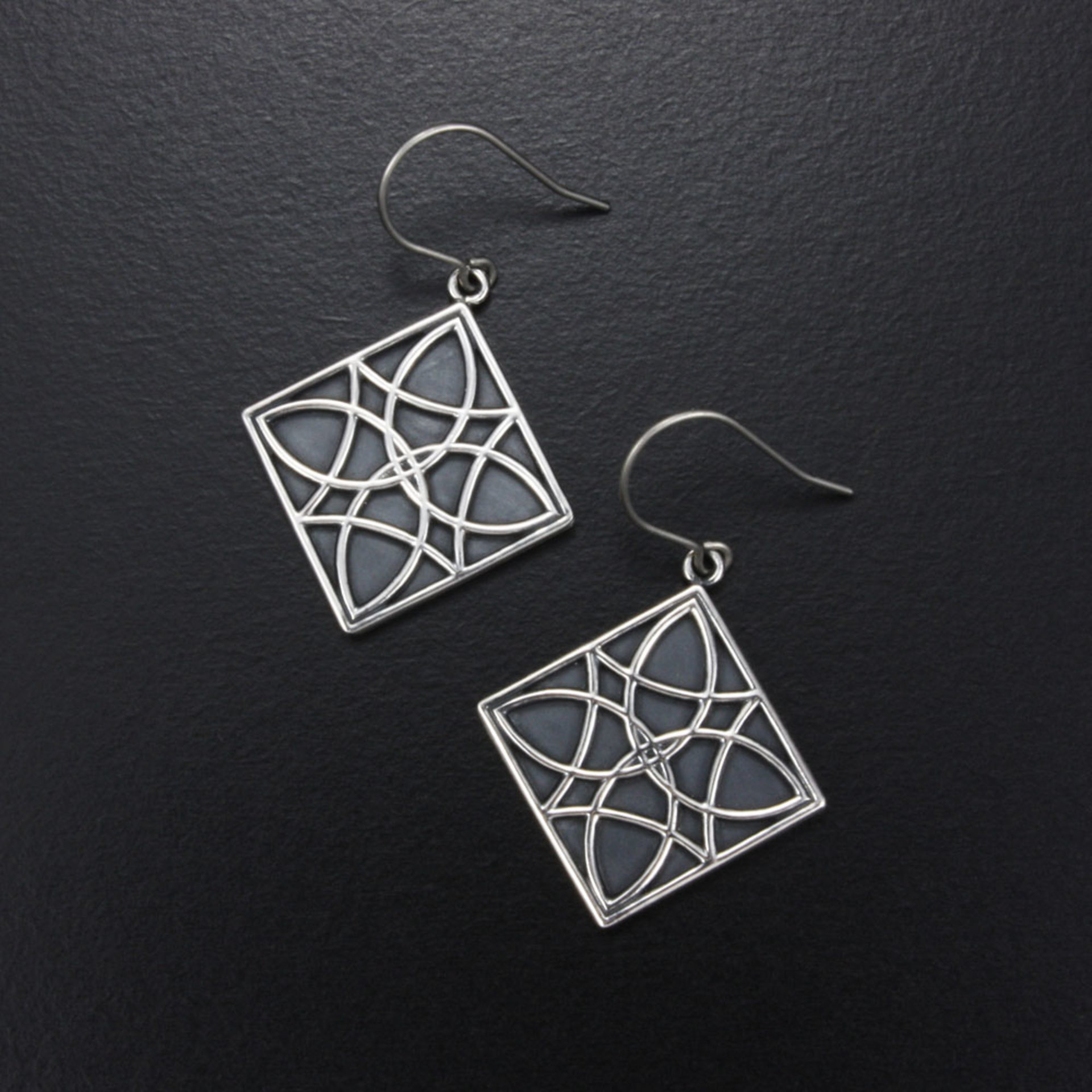 Celtic earrings, silver earrings, oxidized silver earrings