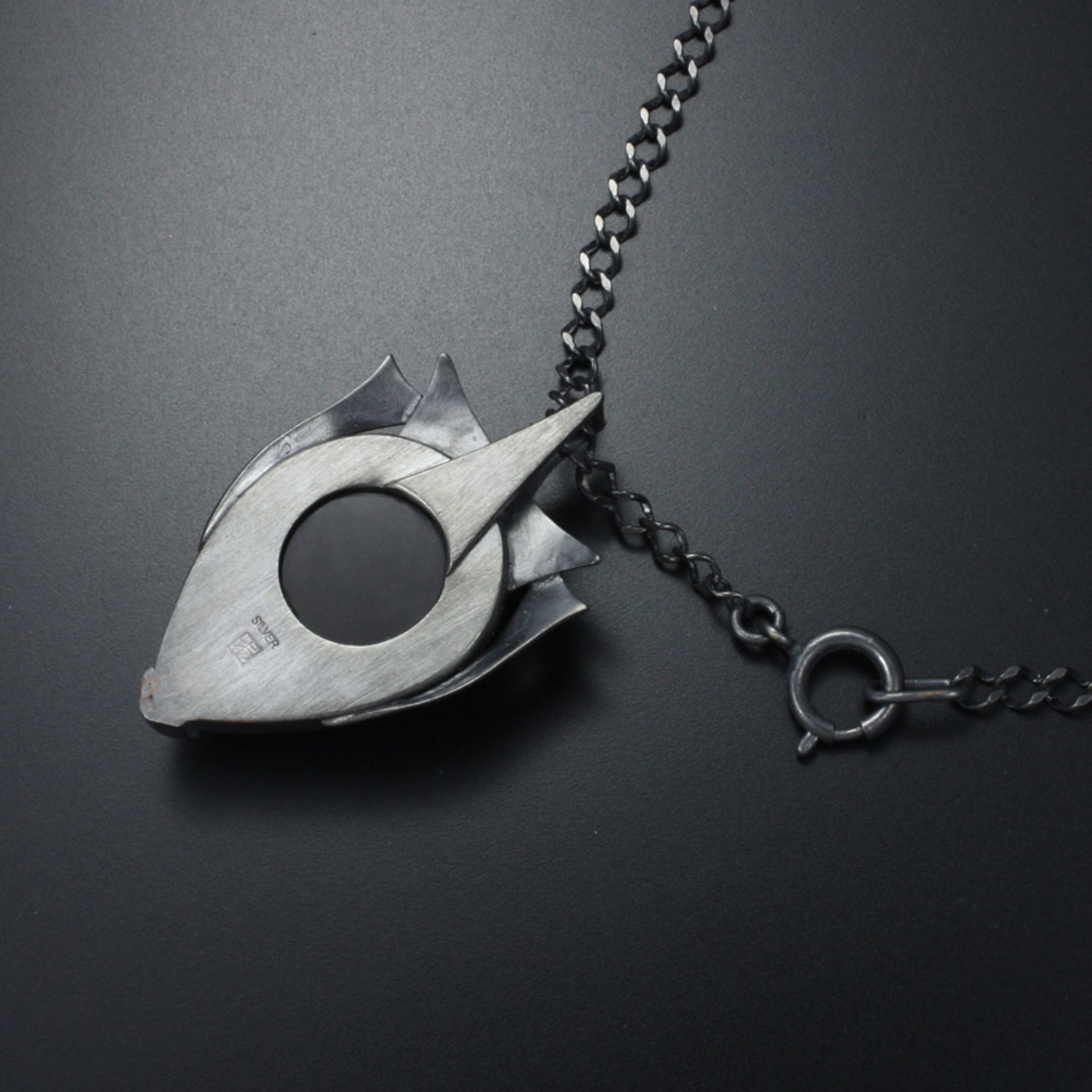 Sold: Rutilated quarts pendant, oxidized silver pendant necklace, Goth pendant necklace