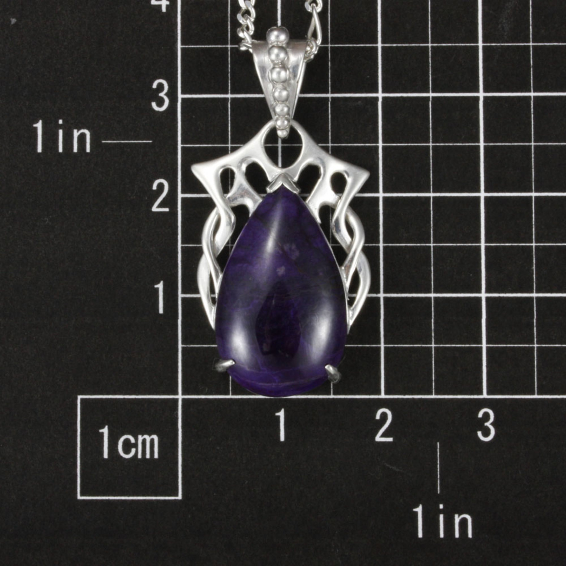 Art Nouveau style pendant necklace, Sugilite pendant, silver pendant necklace