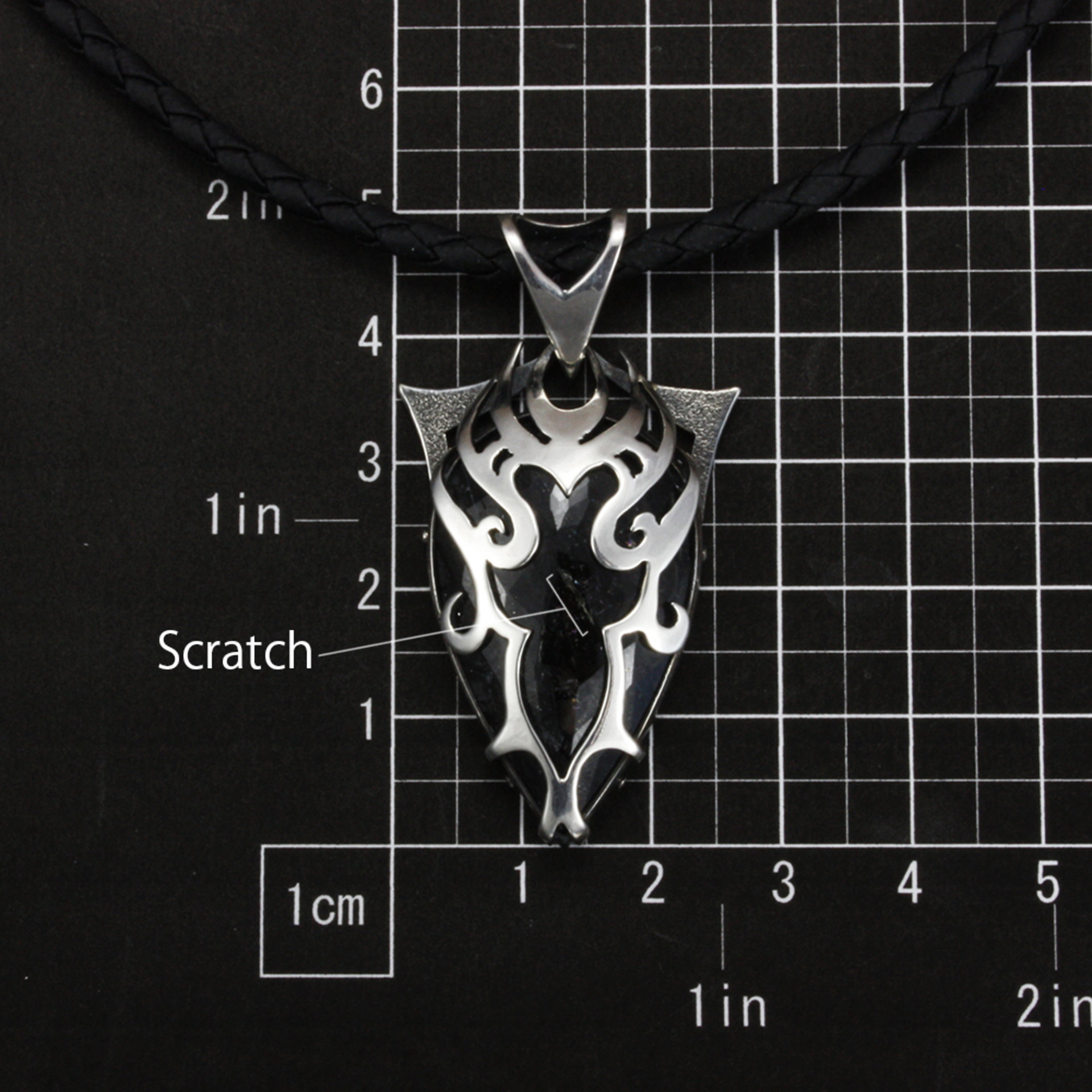 Tribal silver pendant necklace, black rutilated quartz pendant, oxidized silver