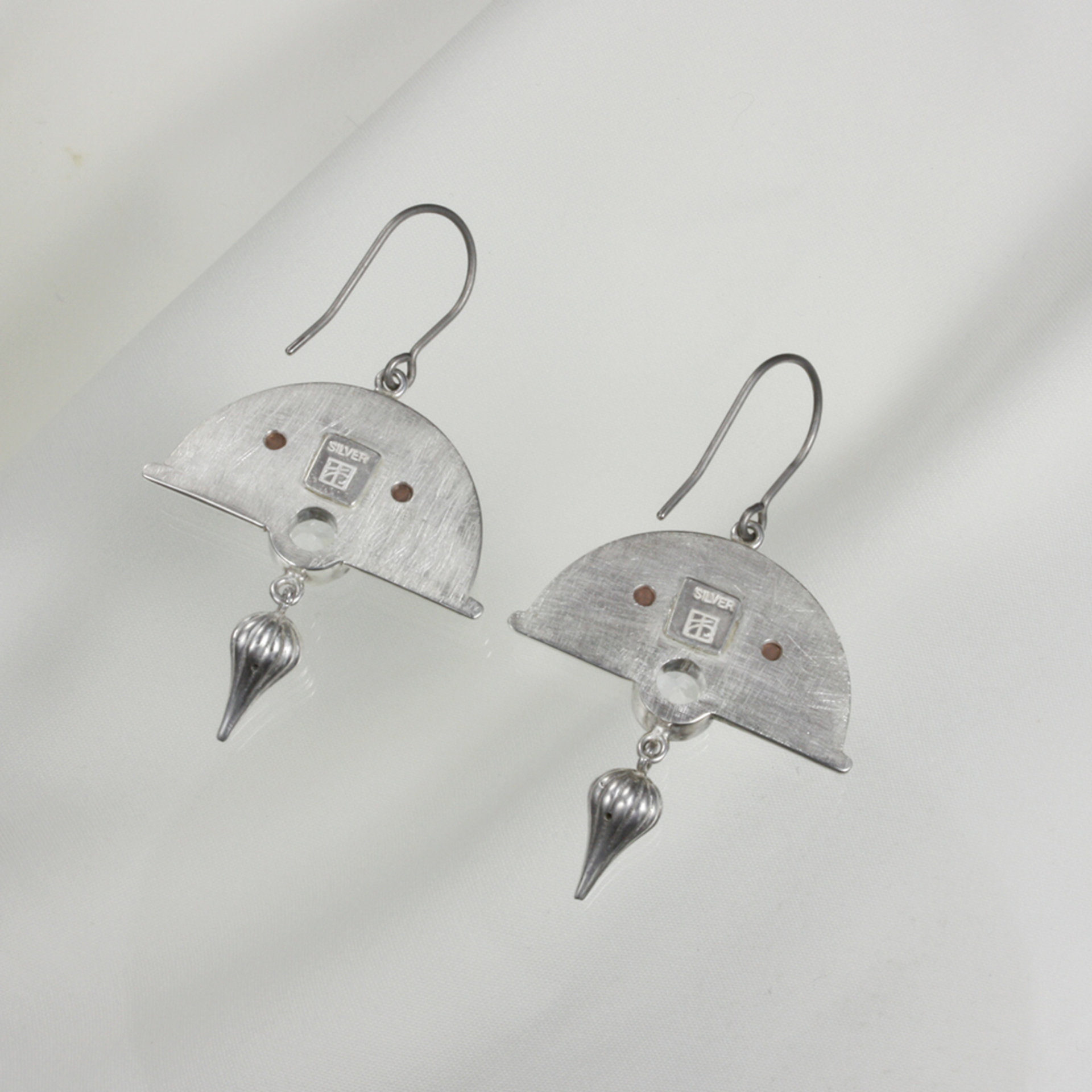 Shakudo earrings, Keum Boo earrings, silver earrings, Japanese art earrings of f
