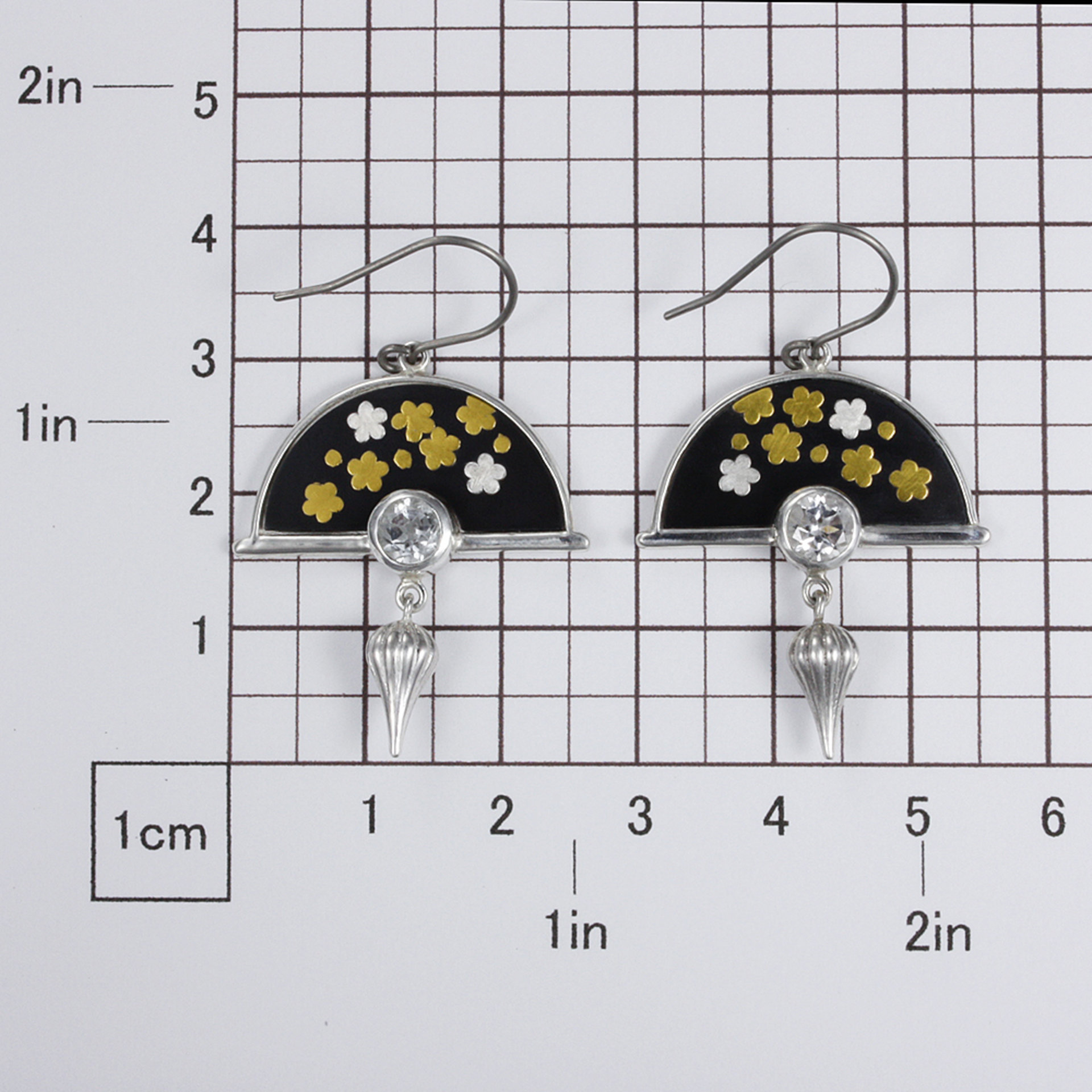 Shakudo earrings, Keum Boo earrings, silver earrings, Japanese art earrings of f