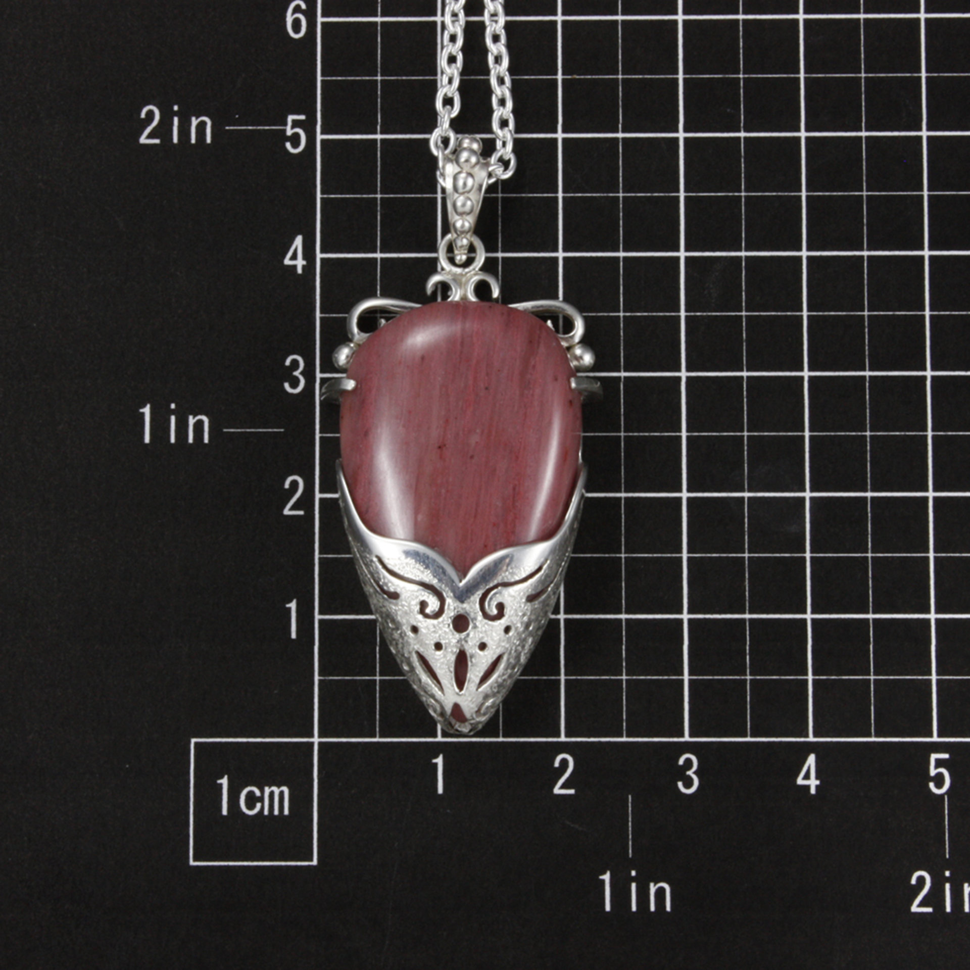 Sold: Pink stone pendant necklace, silver pendant necklace, openwork pendant necklace