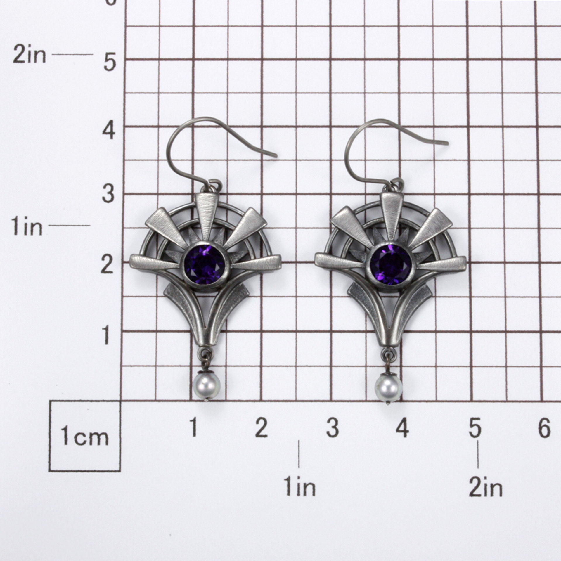 Goth earrings, oxidized silver earrings, amethyst earrings