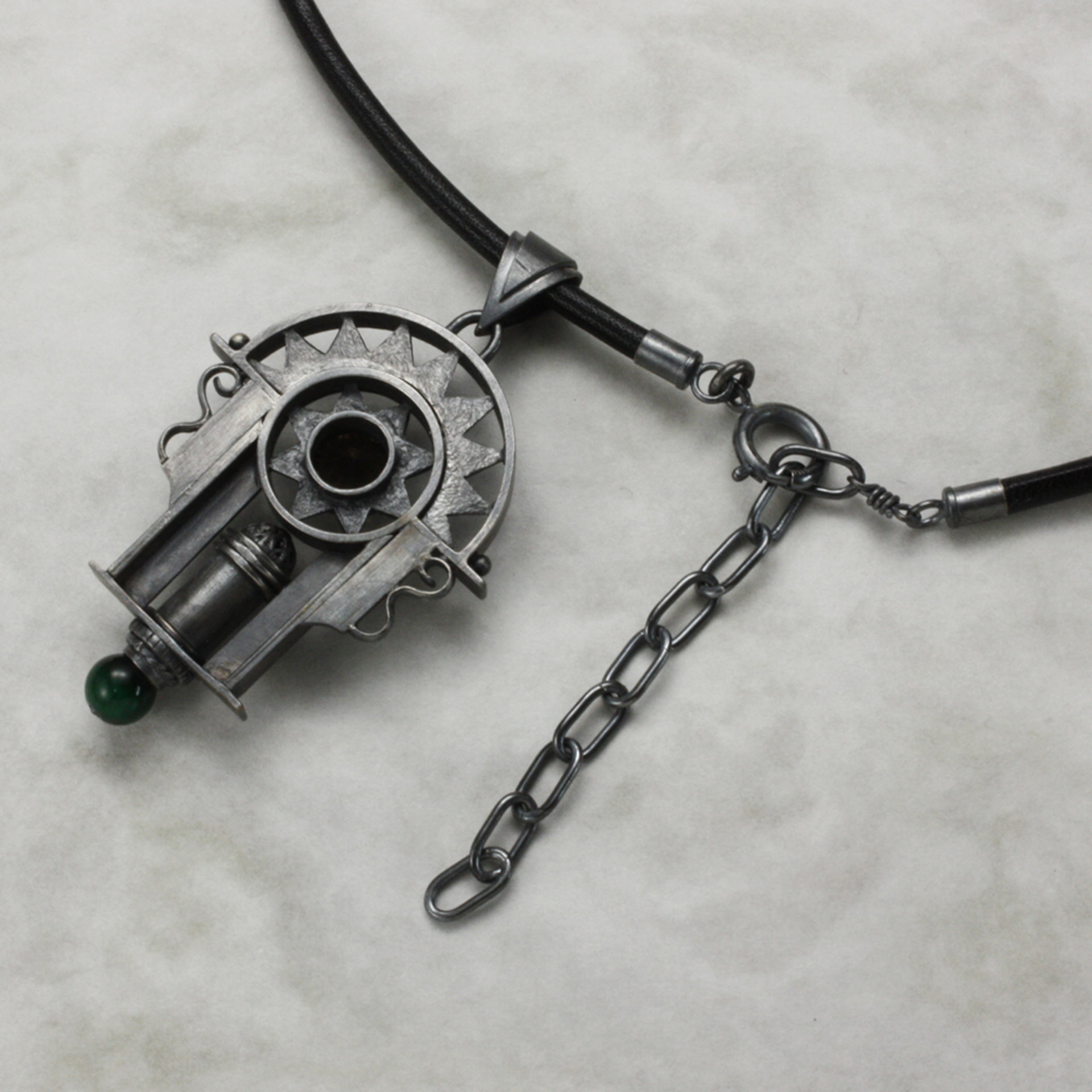 Art Deco style oxidized silver pendant necklace with a brown quartz you have nev