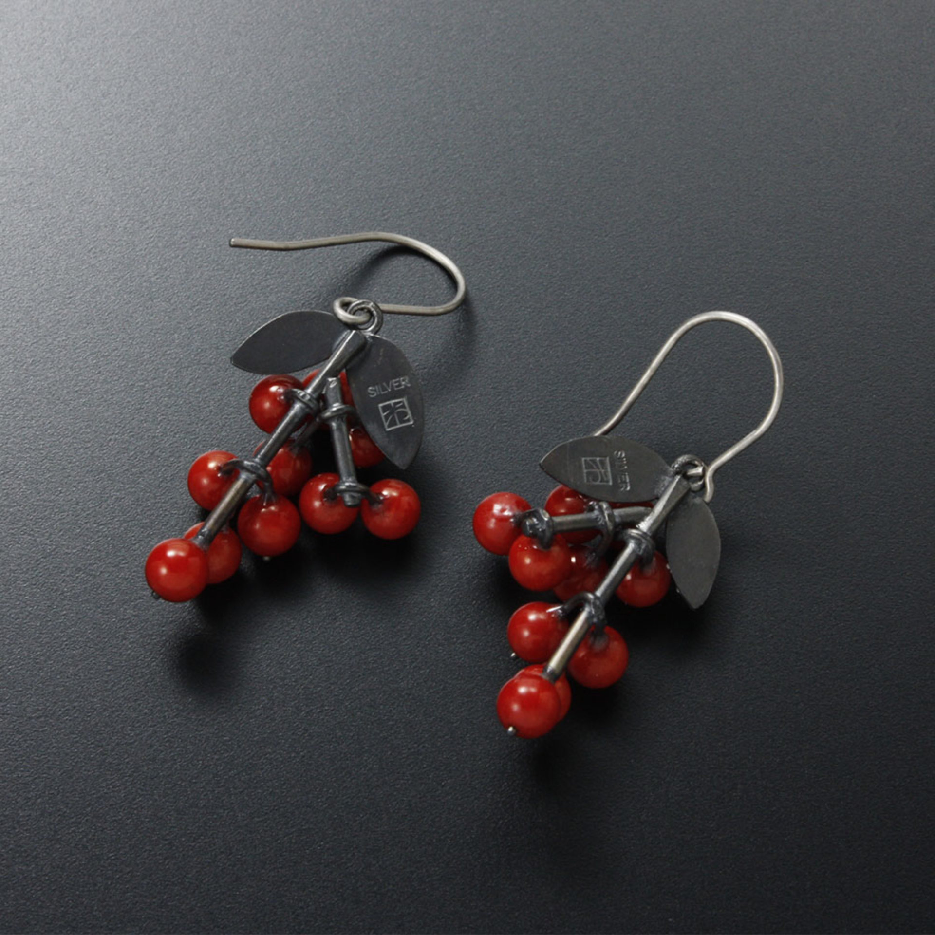Oxidized silver Nandina earrings