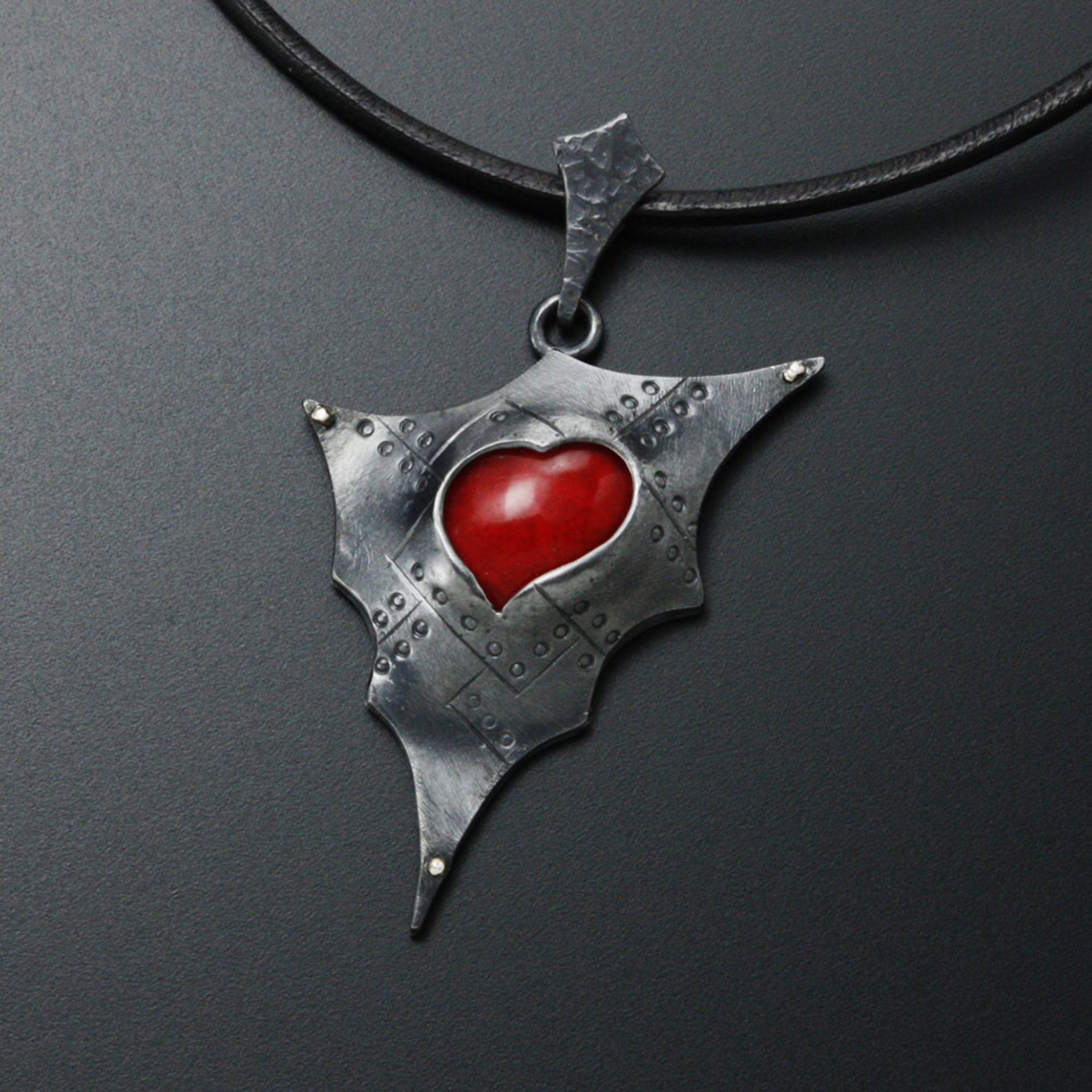 Red coral heart pendant of Goth and Steampunk image