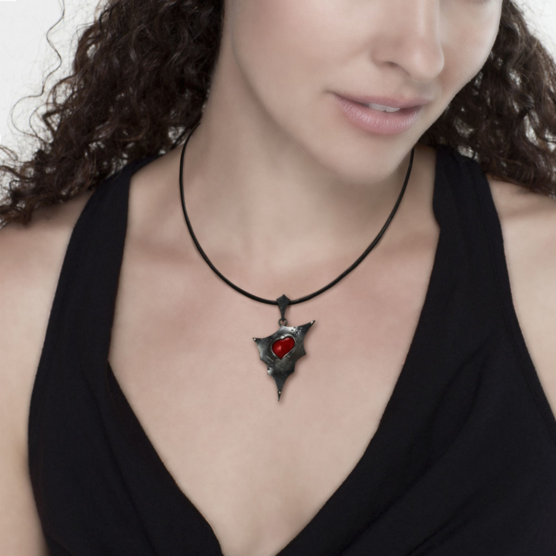 Red coral heart pendant of Goth and Steampunk image