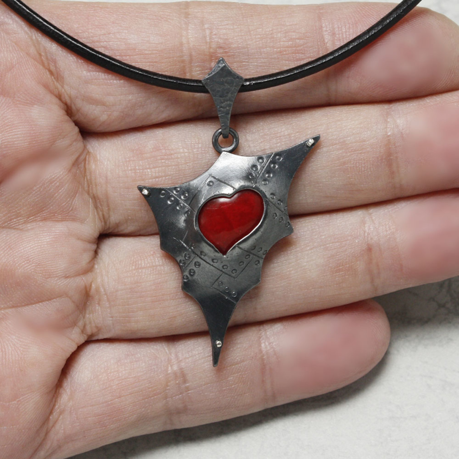 Red coral heart pendant of Goth and Steampunk image
