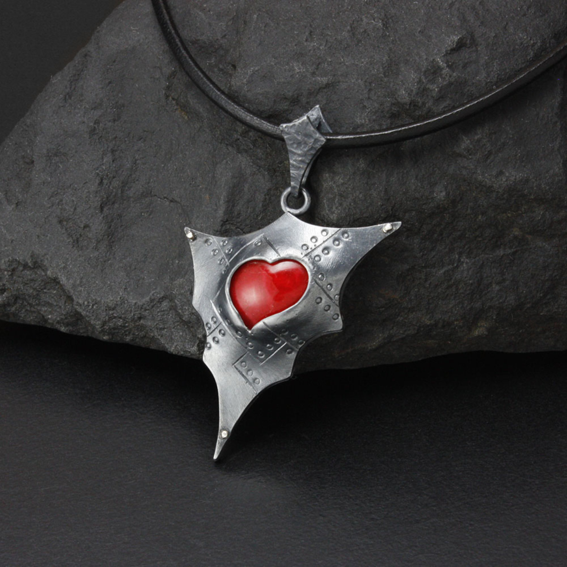 Red coral heart pendant of Goth and Steampunk image