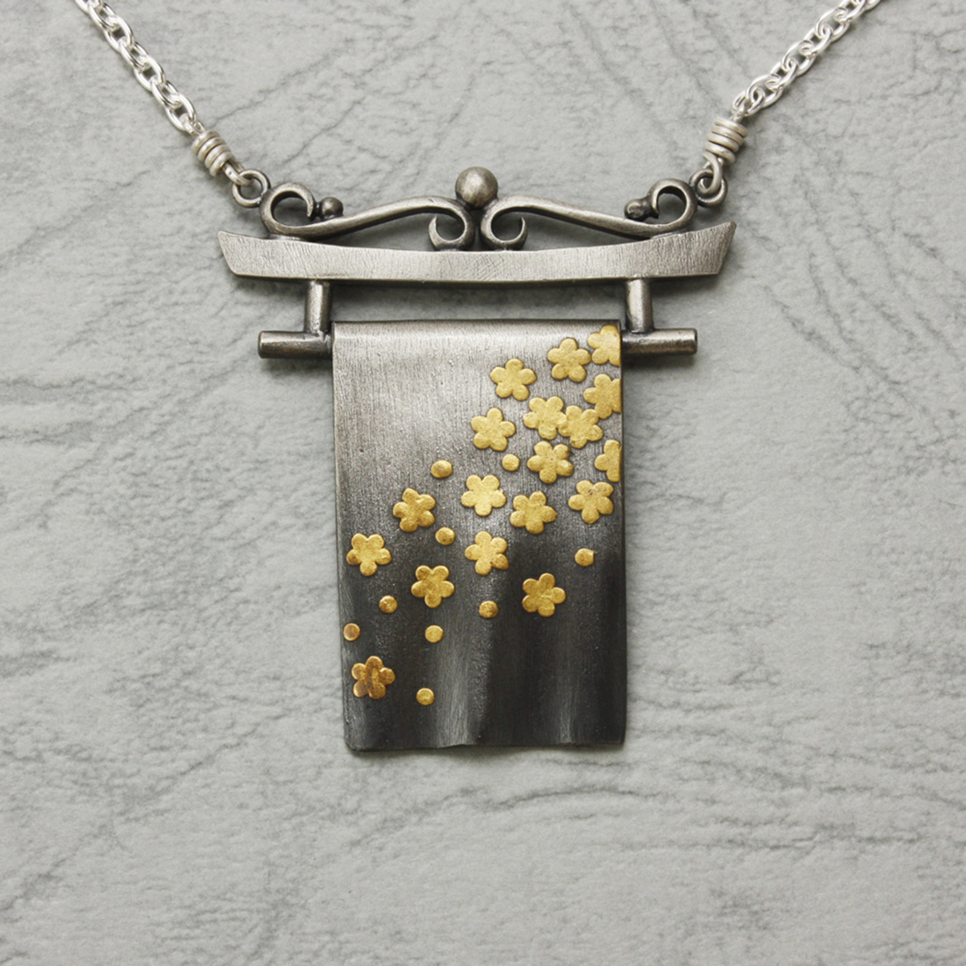 Japanese Kimono motif Keum Boo necklace