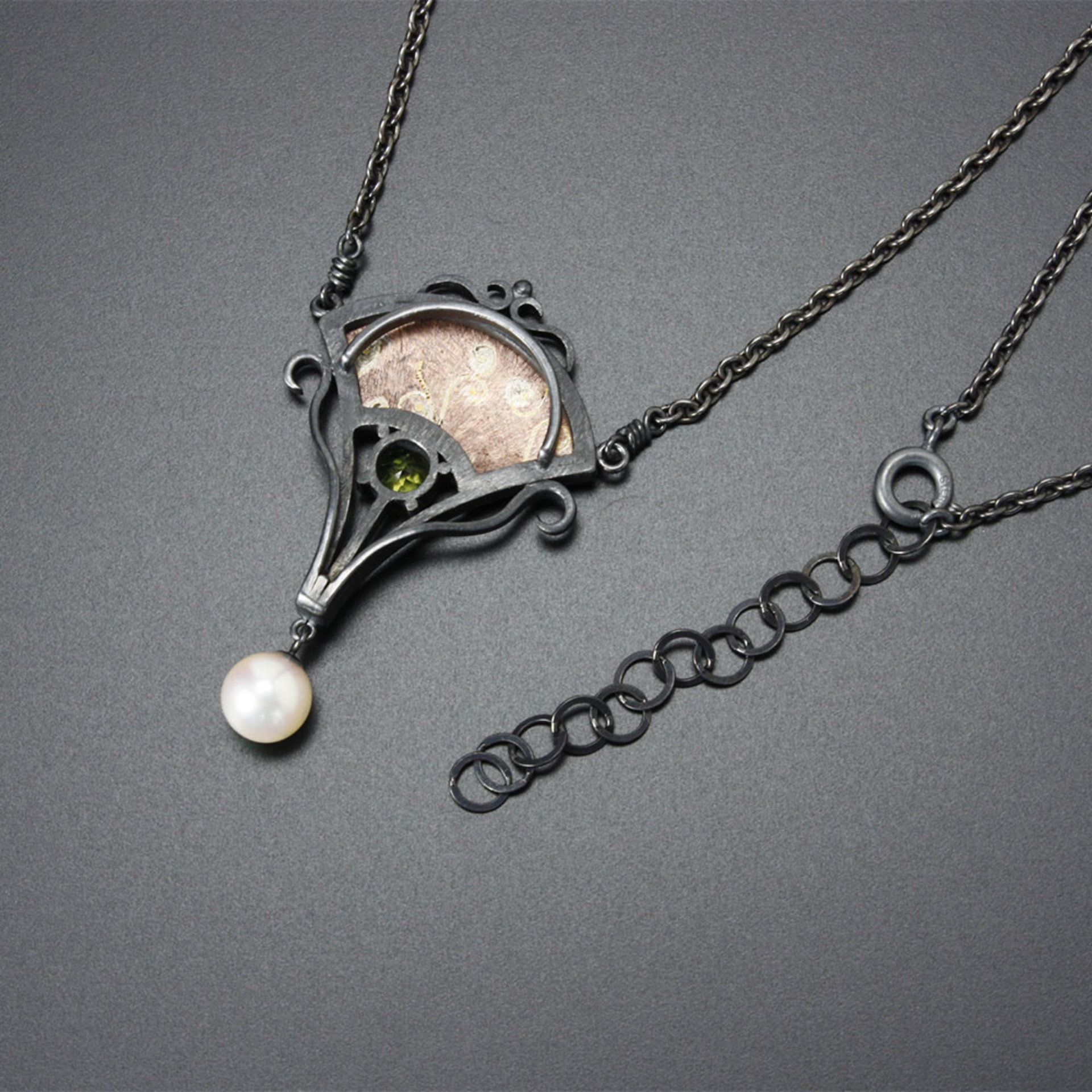 Gold inlay and Keum Boo necklace with Shakudo patinaed by Iroage