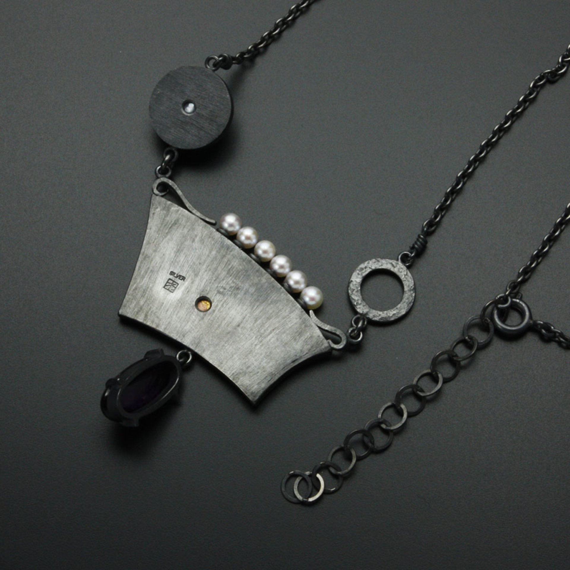 Japanese bush clovers and a full moon necklace