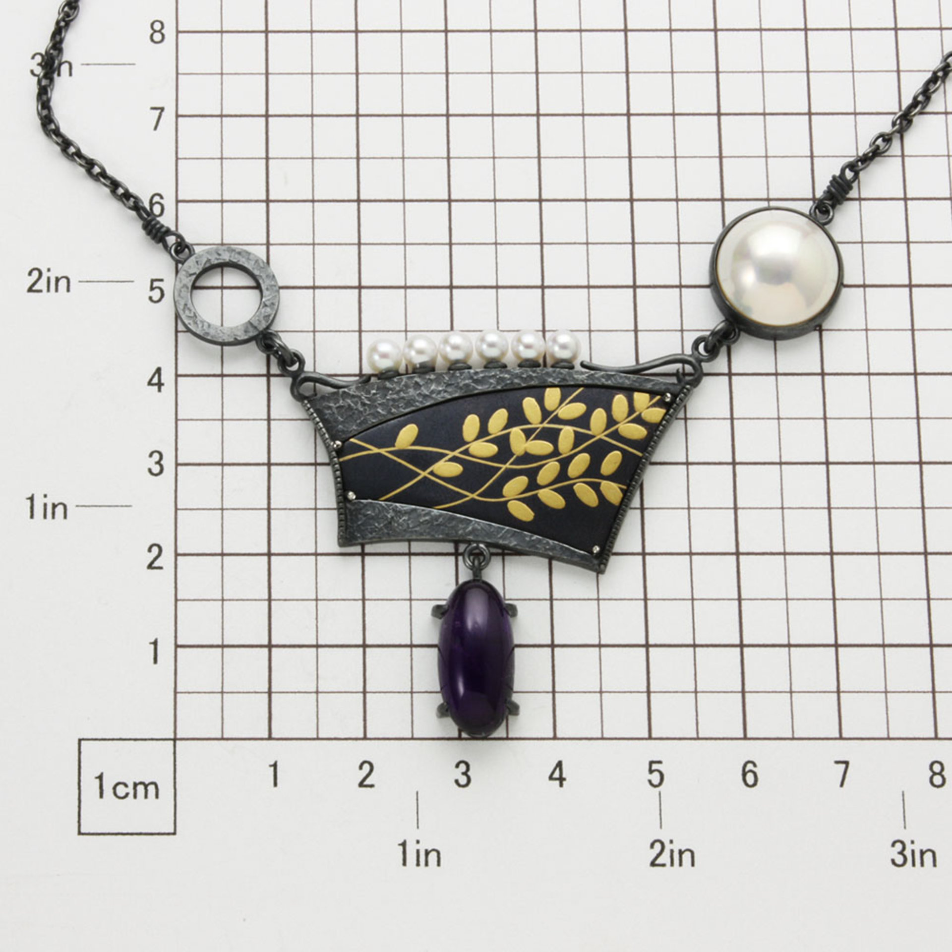 Japanese bush clovers and a full moon necklace