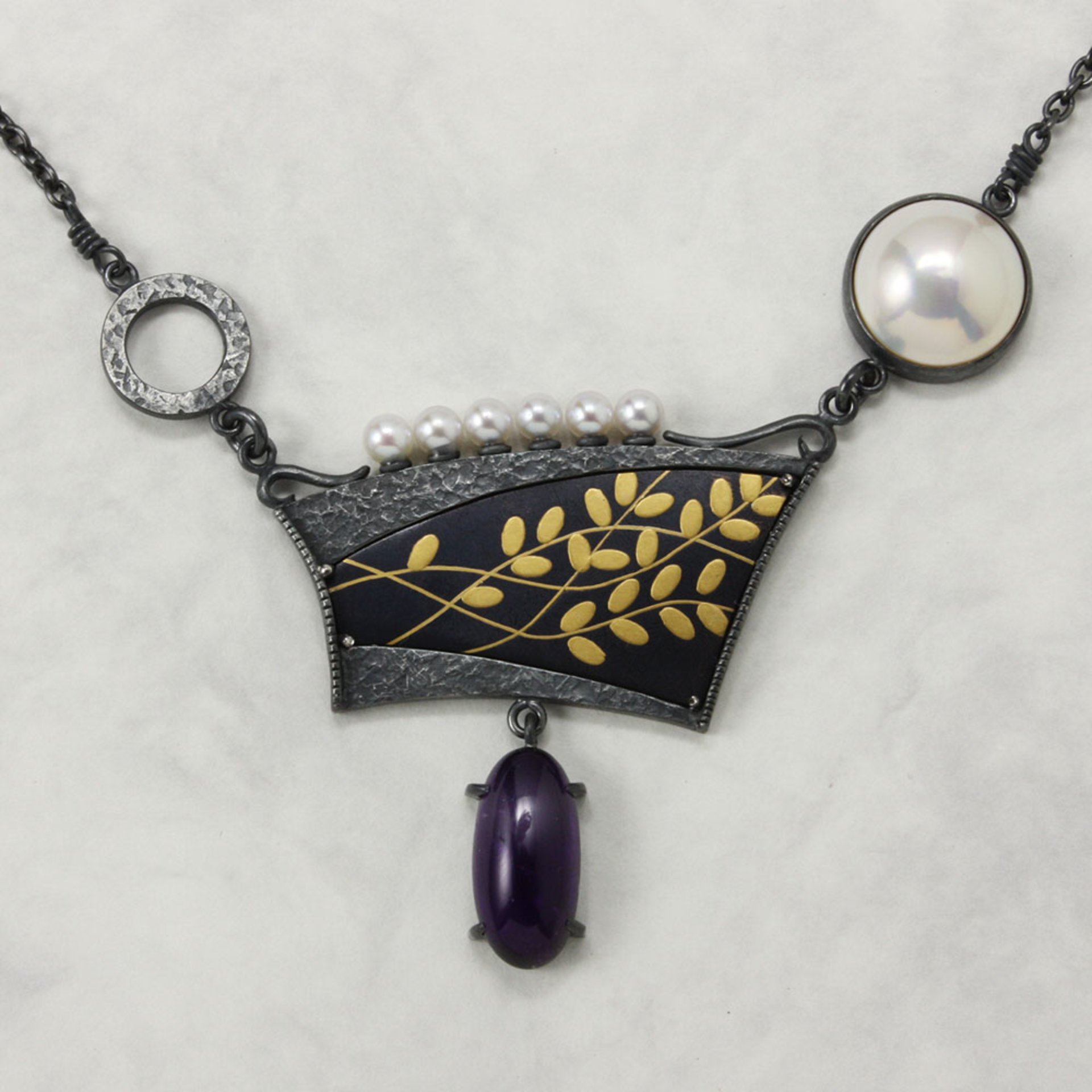 Japanese bush clovers and a full moon necklace