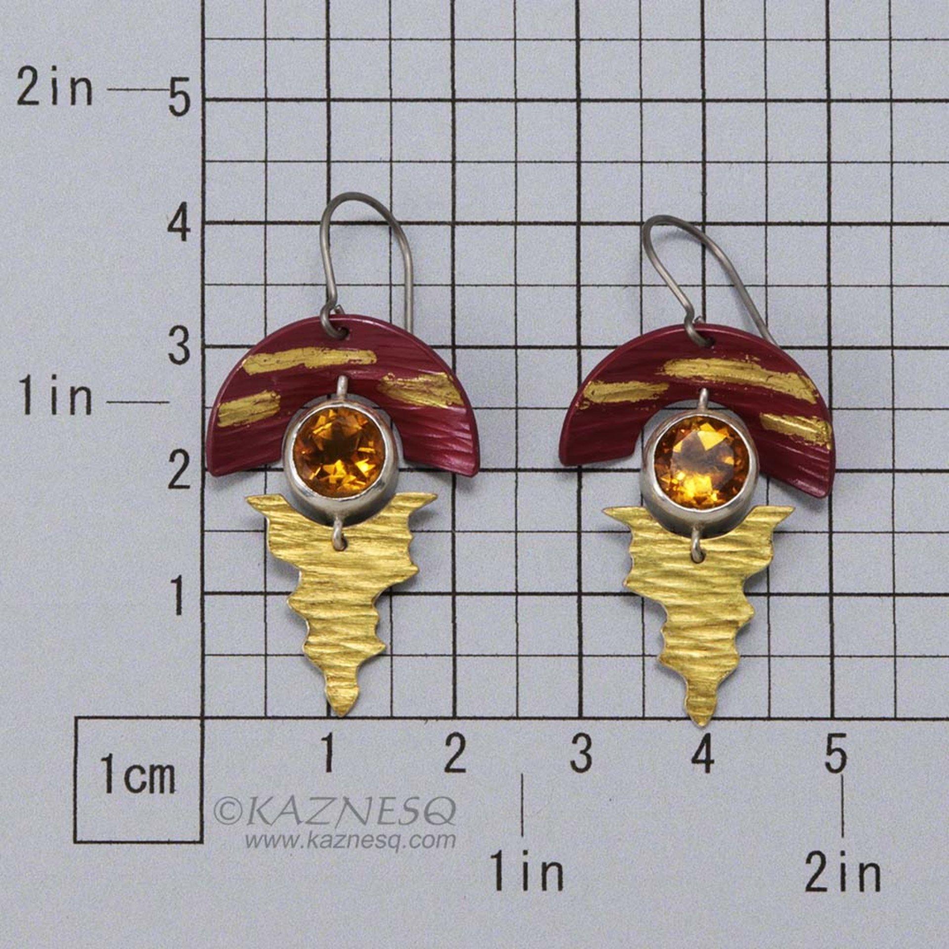 Sunset earrings featuring Japanese patina Hido and Keum Boo