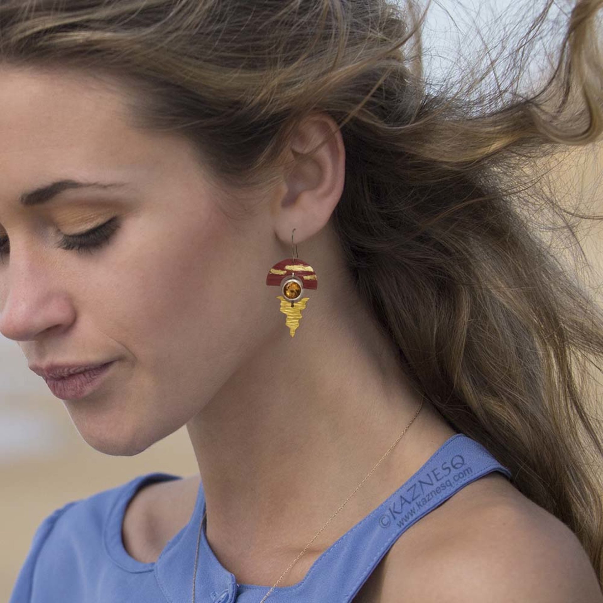 Sunset earrings featuring Japanese patina Hido and Keum Boo