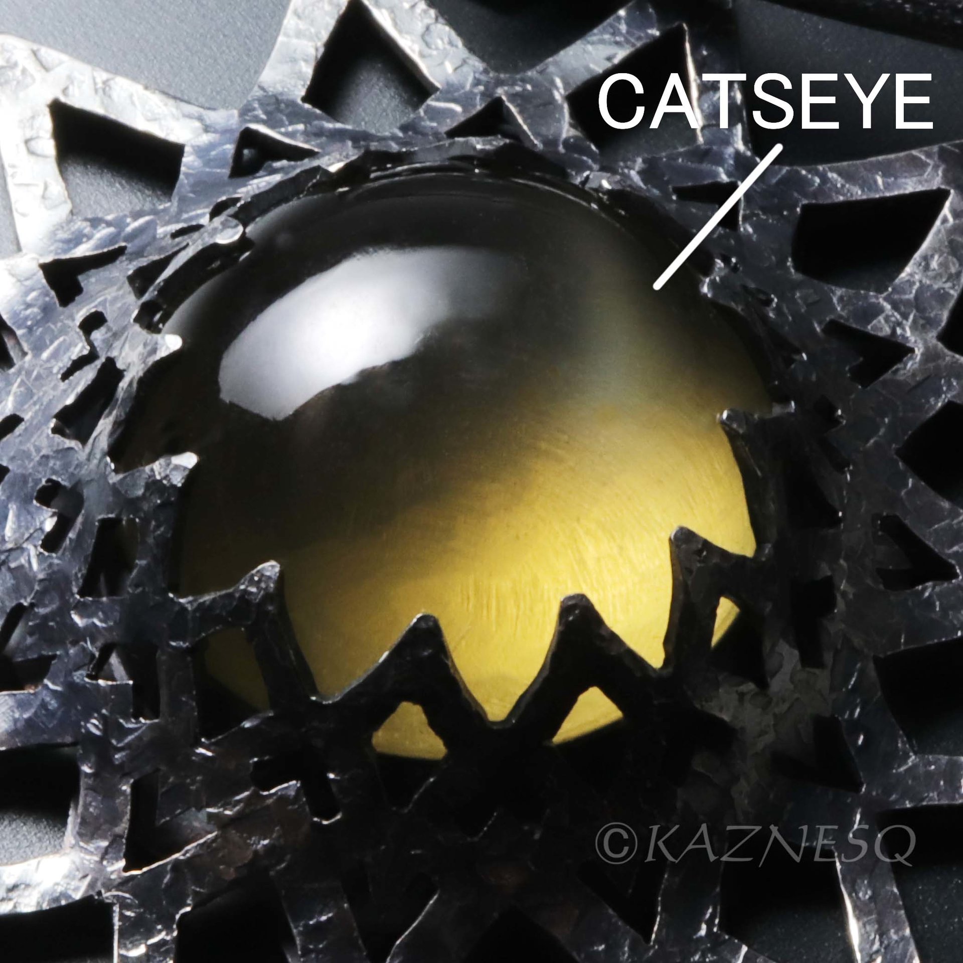 (C) KAZNESQ: Brown quartz oxidized silver star shape openwork goth pendant