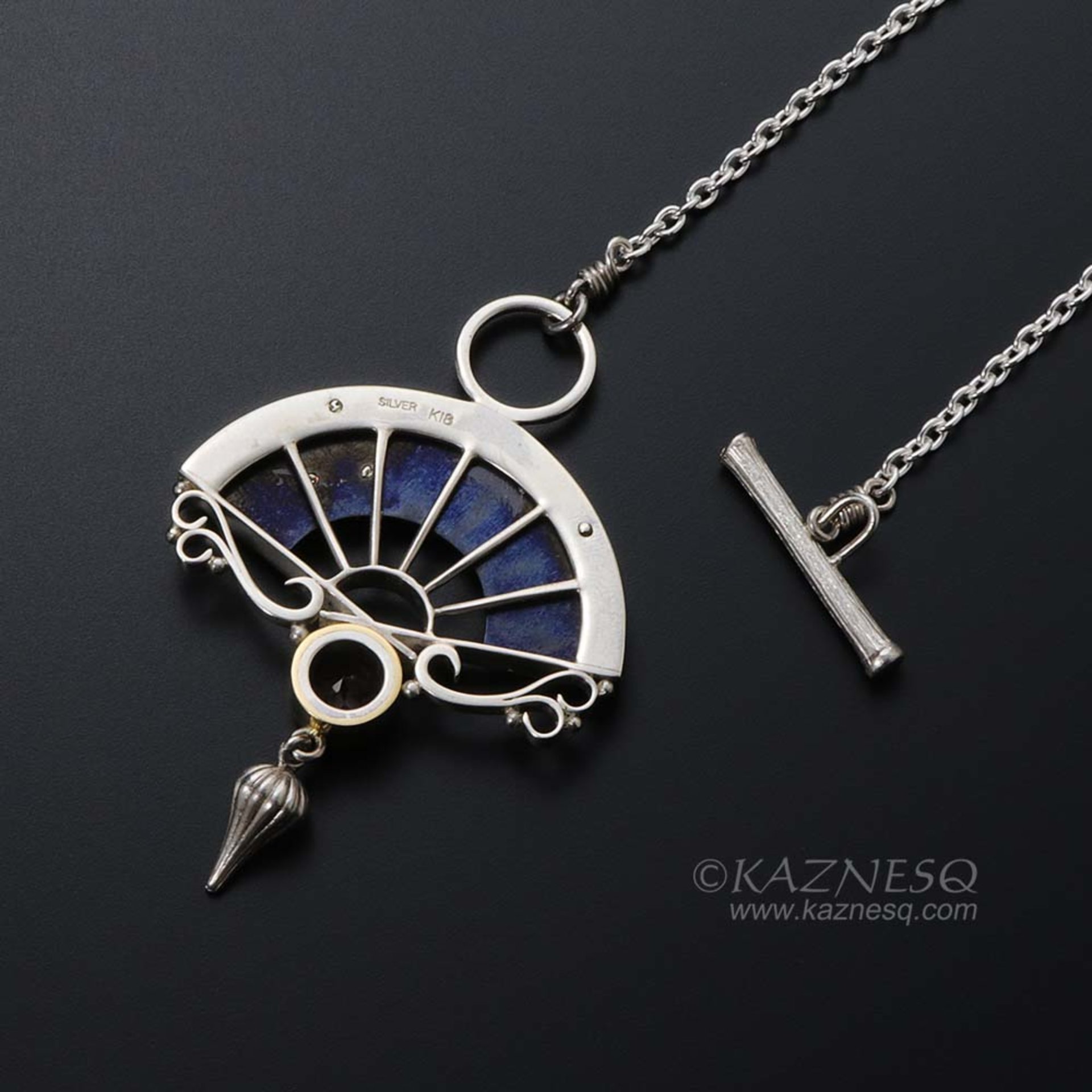 Tibetanite silver and shakudo Keum Boo necklace of plum blossom motif