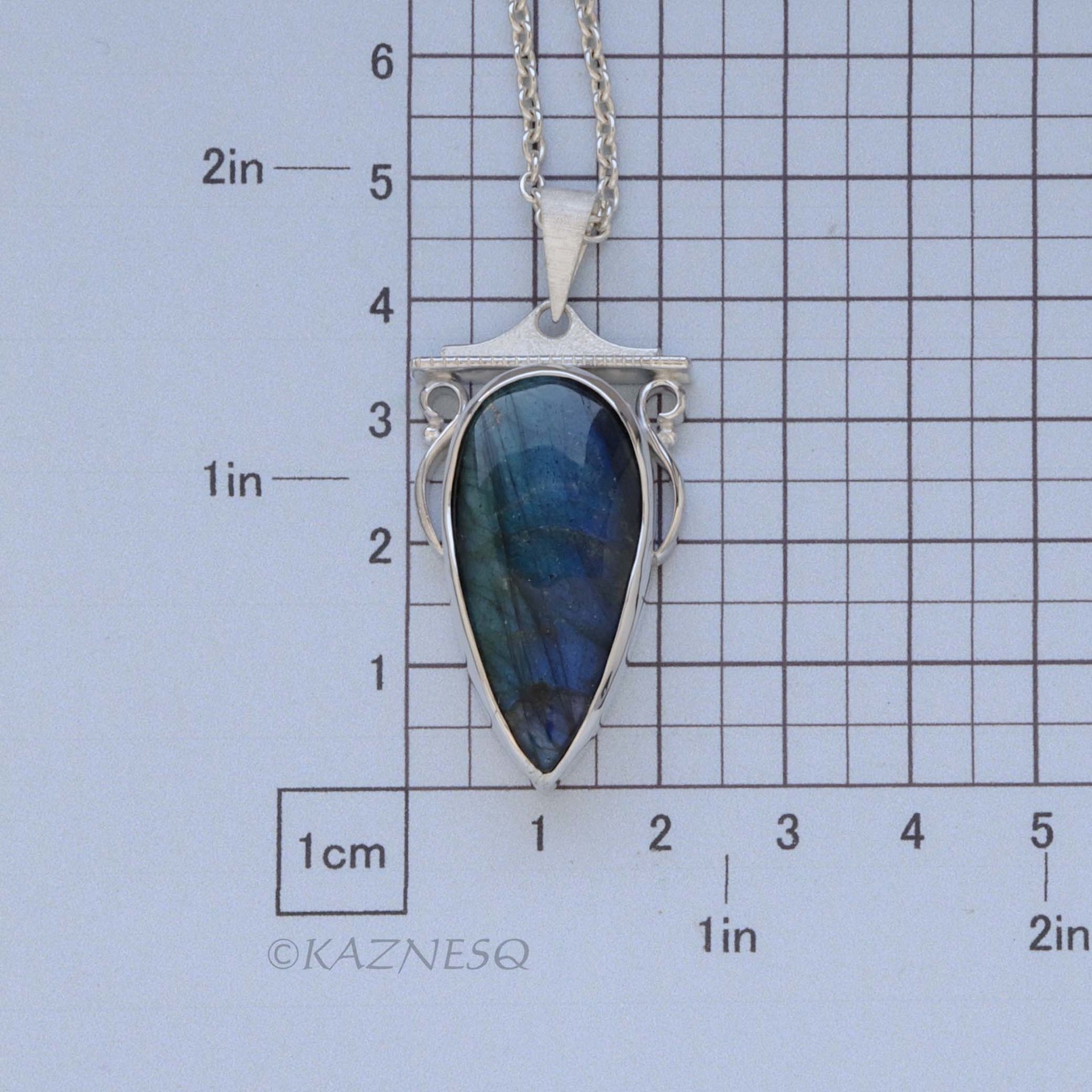 Blue Labradorite Teardrop Pendant Necklace | Sterling Silver | Handmade Gemstone Jewelry