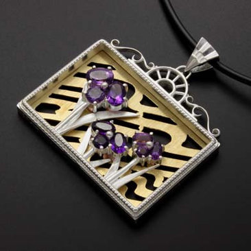 (C) KAZNESQ: Iris pendant featuring amethyst