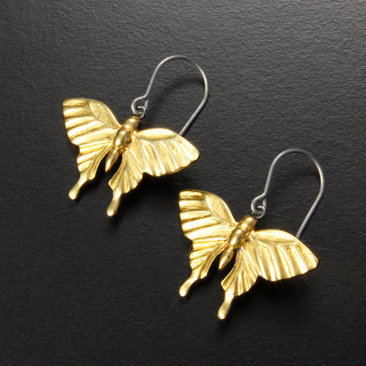 Sold: Fine gold Keum Boo silver butterfly earrings