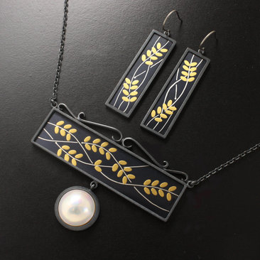 SOLD: Set of Japanese bush clover motif necklace and earrings