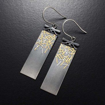 SOLD: Gold and silver strips Keum Boo earrings